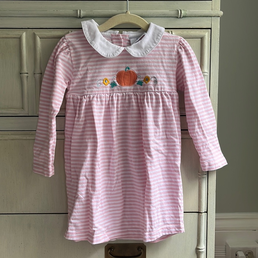 Little English Applique Dress - Pumpkin